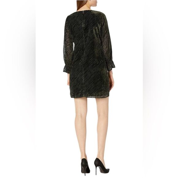 Sam Edelman Long Sleeve Velvet Burnout Shift Dress Womens XL NWT Dark Green - Picture 2 of 13